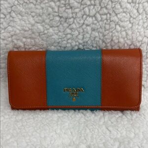 Prada Women's Orange and Blue Wallet